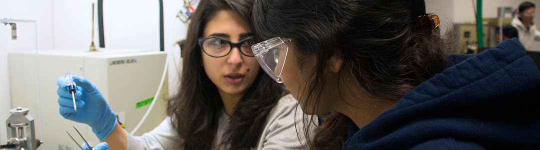 Two women working in a lab