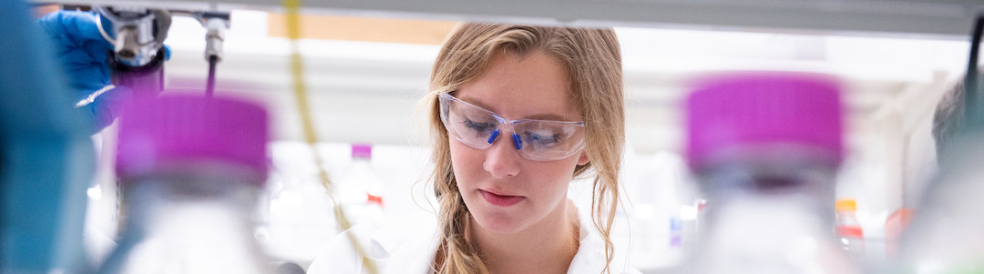 male student working in chemical engineering lab