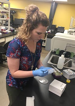 Megan Farell at work in the lab.