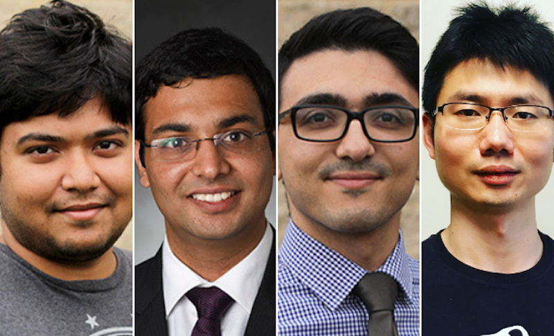 Head and shoulder shots of 2019 McWhirter Fellows, left to right: Anish Dasgupta, Sharad Maheshwari, Mohammadamin Makarem and Lin Wang