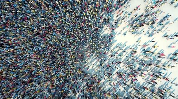 Crowd of people, photo taken from above