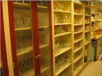 Photo two of the hallway with kitchen connecting the two labs of the group in Wartik Laboratory.