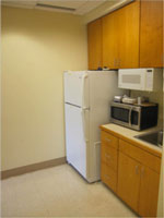 Photo three of the hallway with kitchen connecting the two labs of the group in Wartik Laboratory.